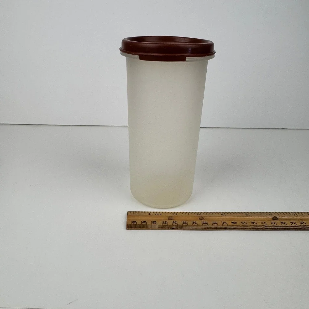 Vtg Plastic Tupperware 22floz Modular Mate Clear Bottom Brown Lid 1641-23‎ READ